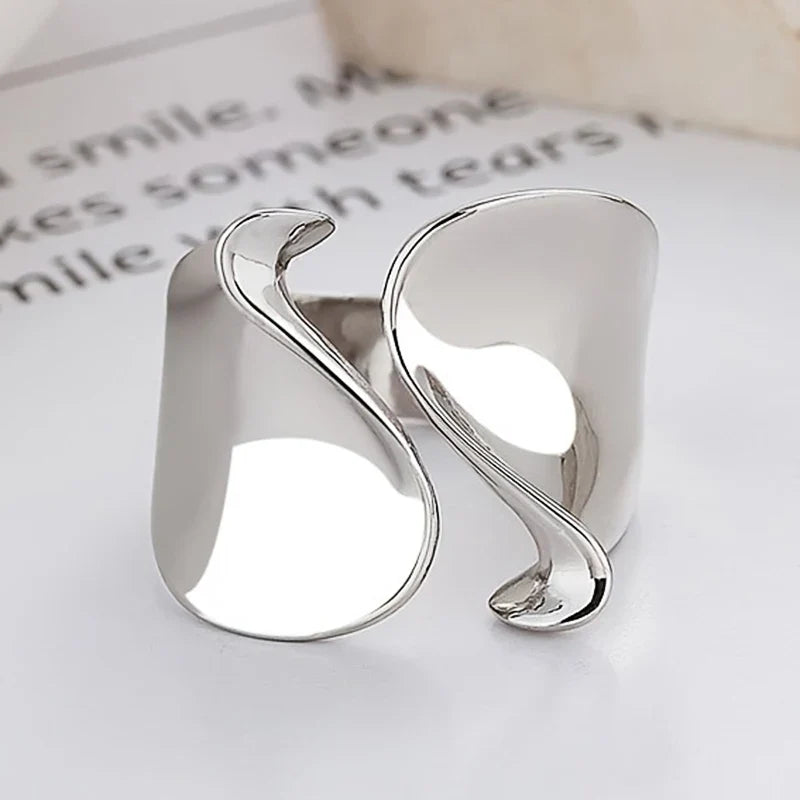 Huitan Geometric Wide Opening Ring for Women | Brass Fashion