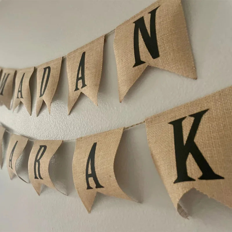 Ramadan Mubarak Burlap Banner | Eid Islamic Home Décor