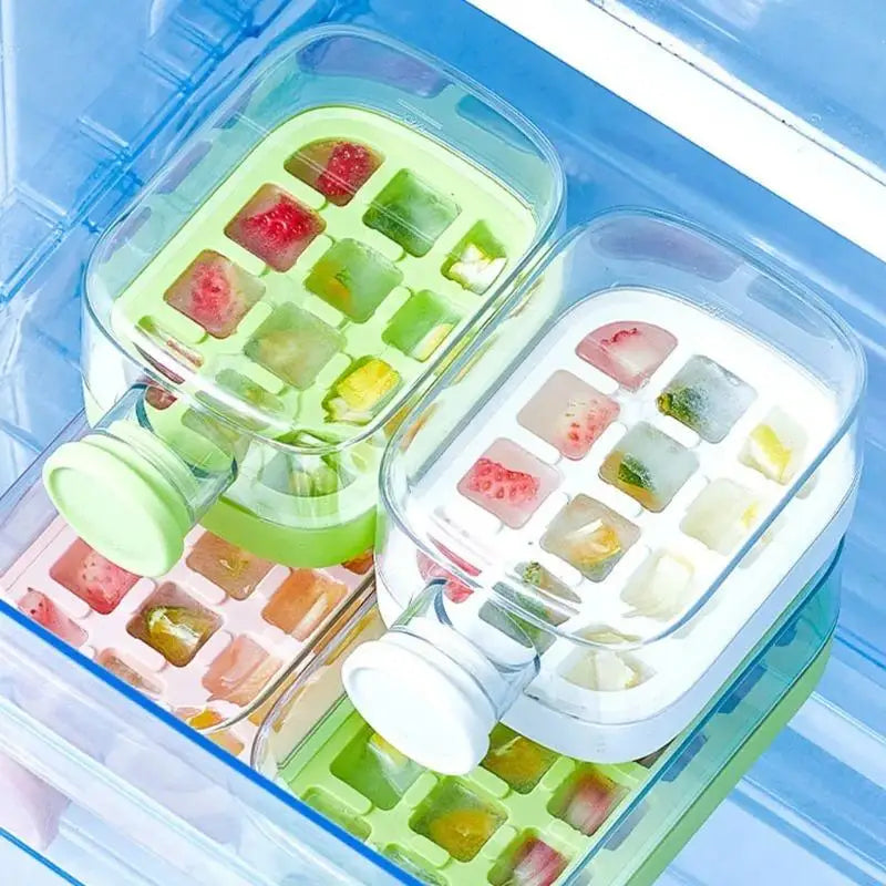 2-in-1 Ice Cube Tray & Water Bottle 500/800ml | Press Ice Maker