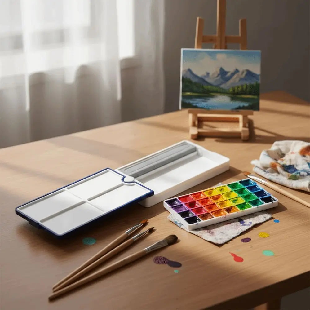 360° Rotating Watercolor Palette – 28-Grid Detachable Paint Box