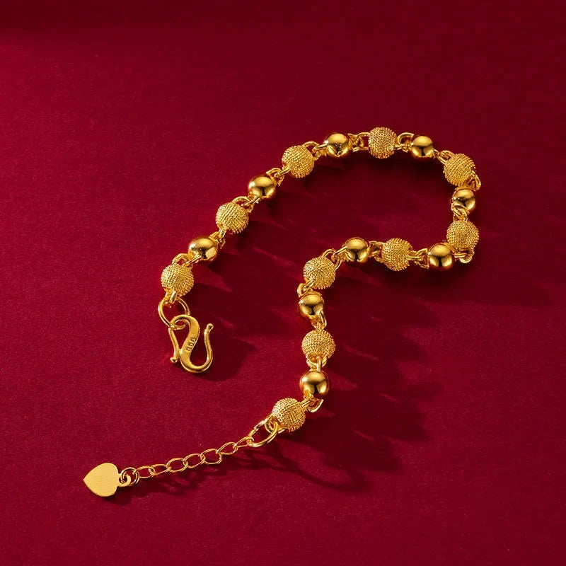 Gold Plated Ball Bead Bracelet – Women's Fashion Chain Jewelry