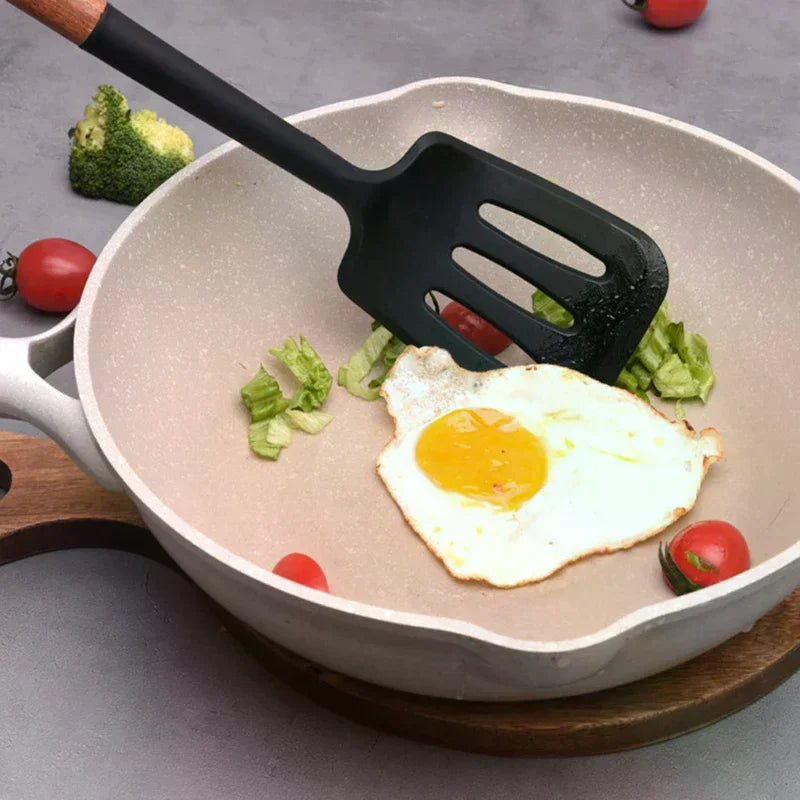 7-Piece Wooden Silicone Nonstick Kitchen Utensil Spatula Set