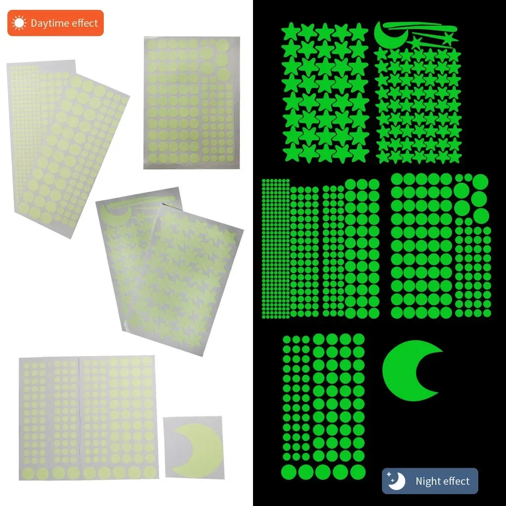 Glow in the Dark Moon & Stars Wall Decals – Kids Room