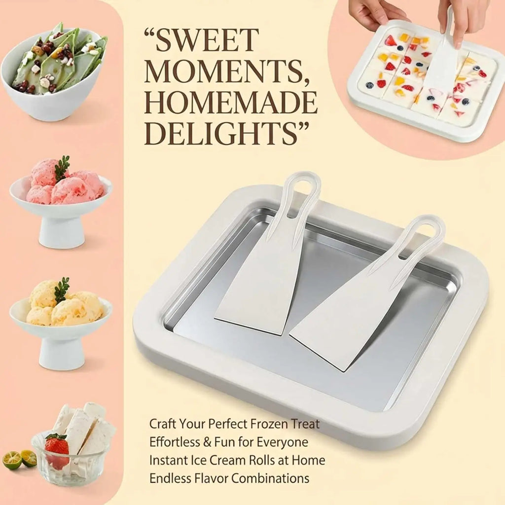 Household Ice Cream Maker Pan 1 Scraper Instant Rolled DIY Sorbet