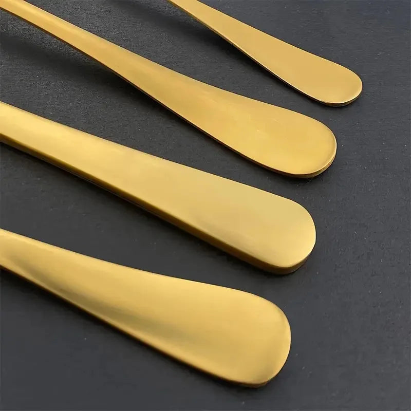 8-Piece Gold Stainless Steel Coffee & Tea Spoons Set