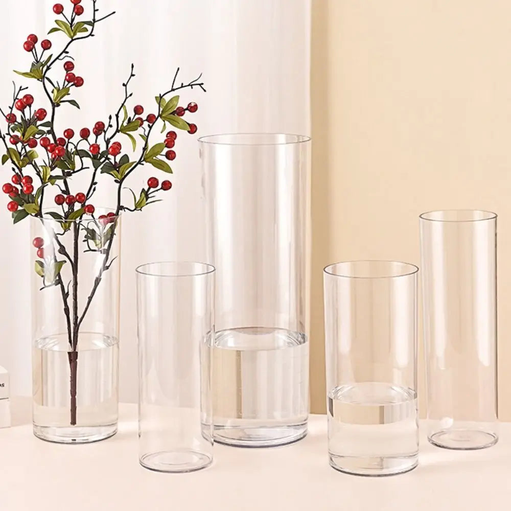 Clear Acrylic Cylinder Vase – Shatterproof Flower & Candle Display