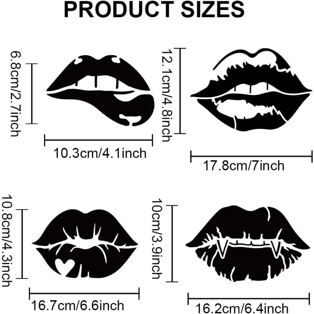 Large Lip & Heart DIY Stencil 11.8" with Paint Brush – Reusable