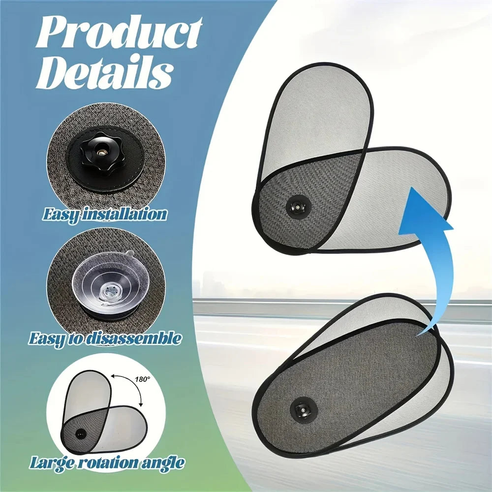 2-in-1 Car Side Shade Telescopic Design Heat Insulation Sun Blocker