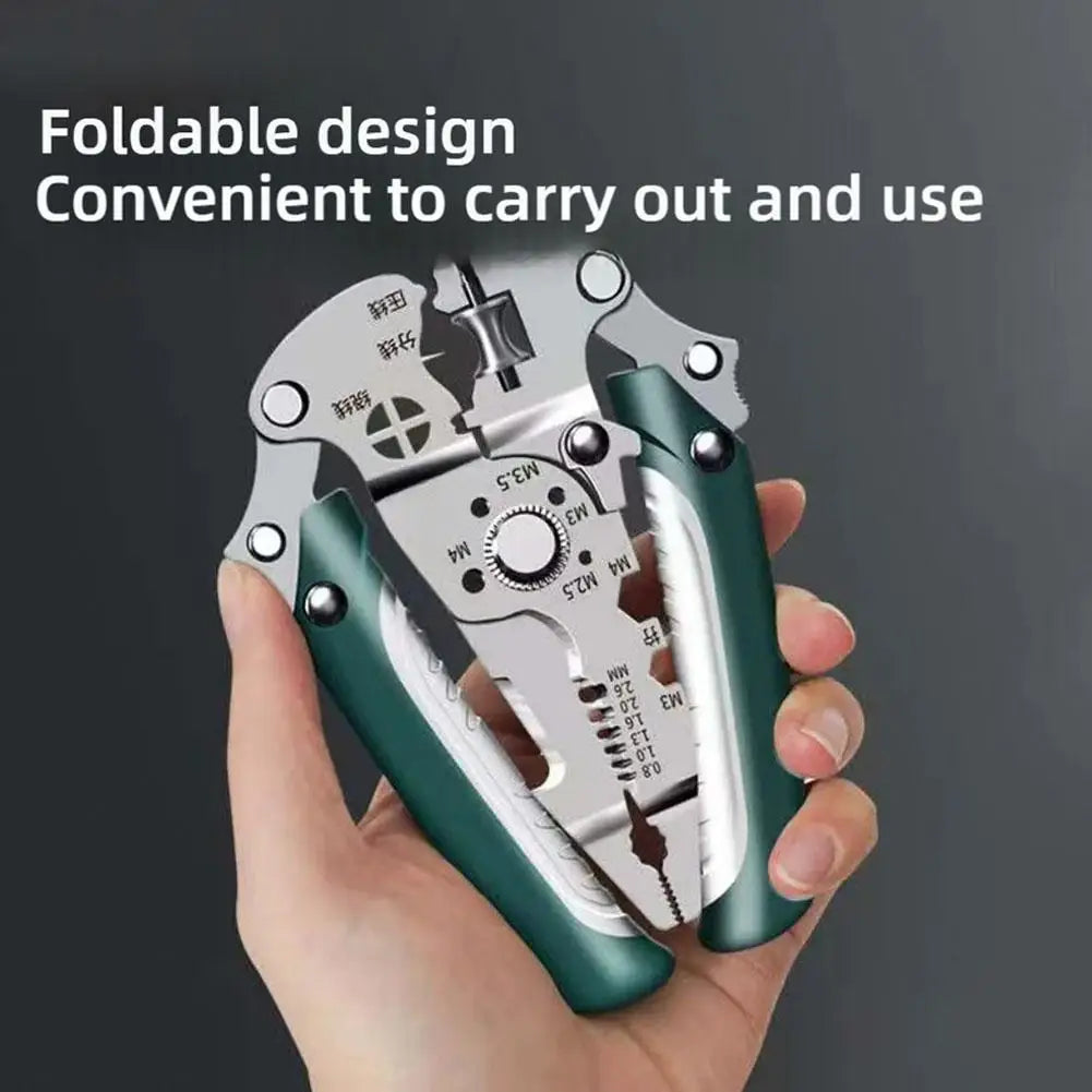 Foldable Wire Stripper Pliers – Strip, Crimp & Twist Tool