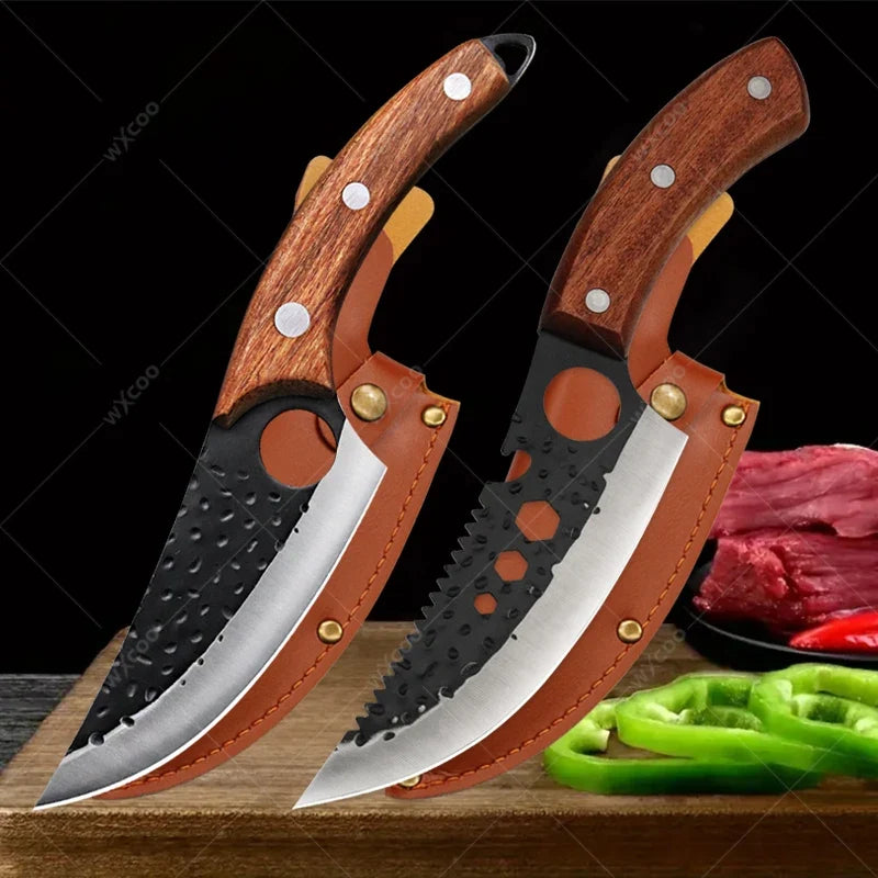 Forged Stainless Steel Boning & Meat Cleaver Knife – Wood Handle