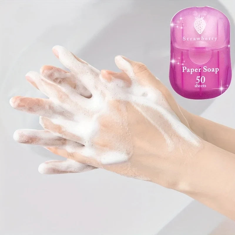 Portable Paper Soap Tablets – 50 Disposable Travel Soap Sheets