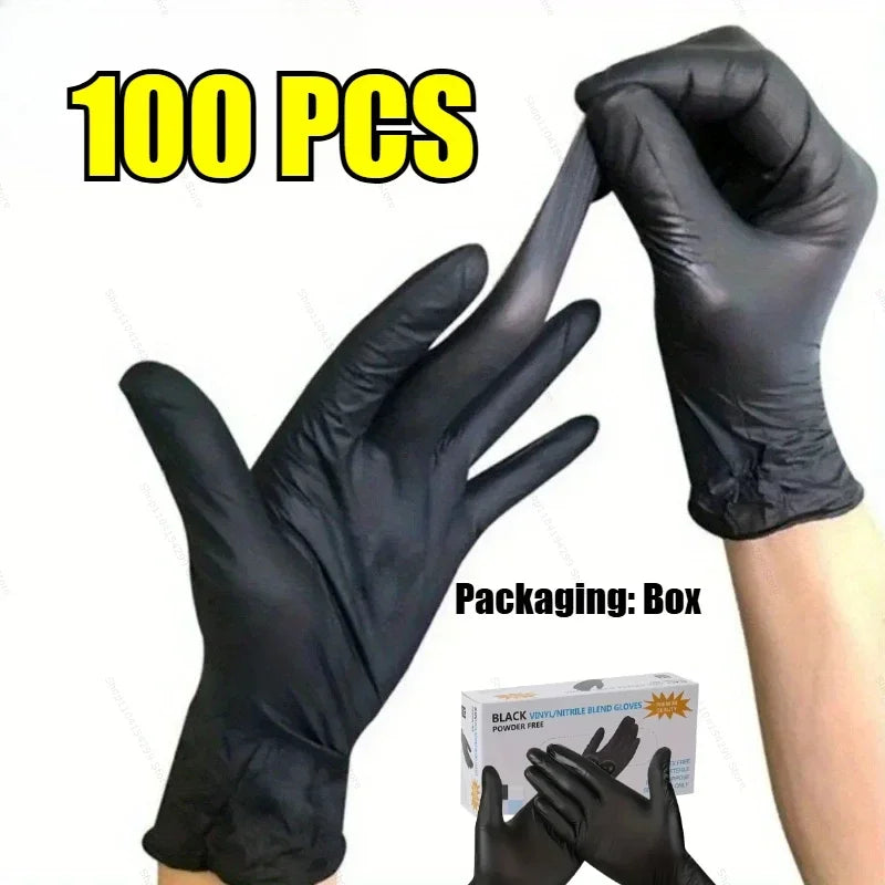 Black Nitrile Disposable Gloves 100pk – Powder Free S/M/L/XL