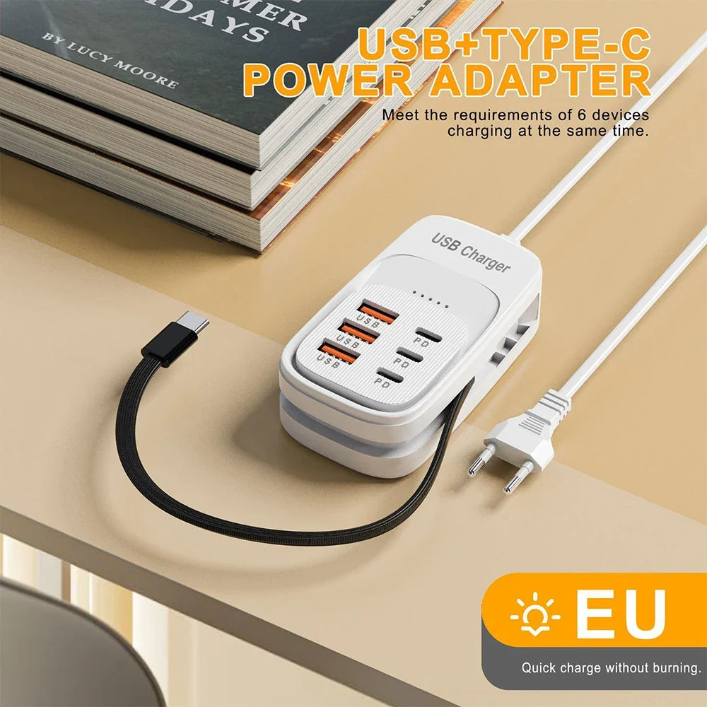 Desktop Power Strip 6 USB-A & 3 USB-C PD Fast Charging Hub