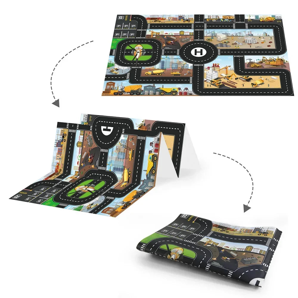 Large City Road Map DIY Scene Signs Car Parking Lot Game Children
