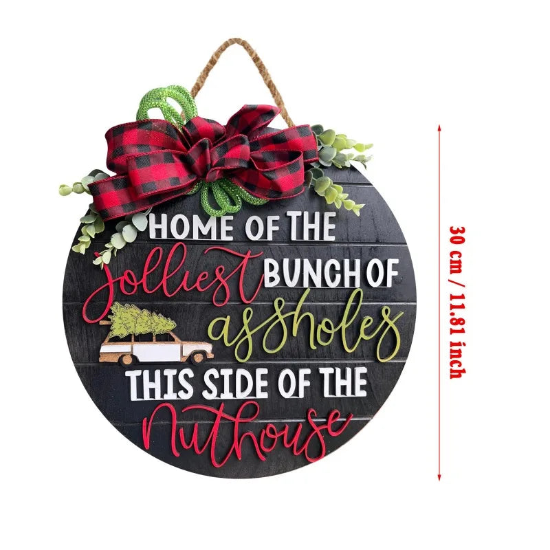 Fun Front Door Sign Christmas Decorations Wreaths Party Supplies