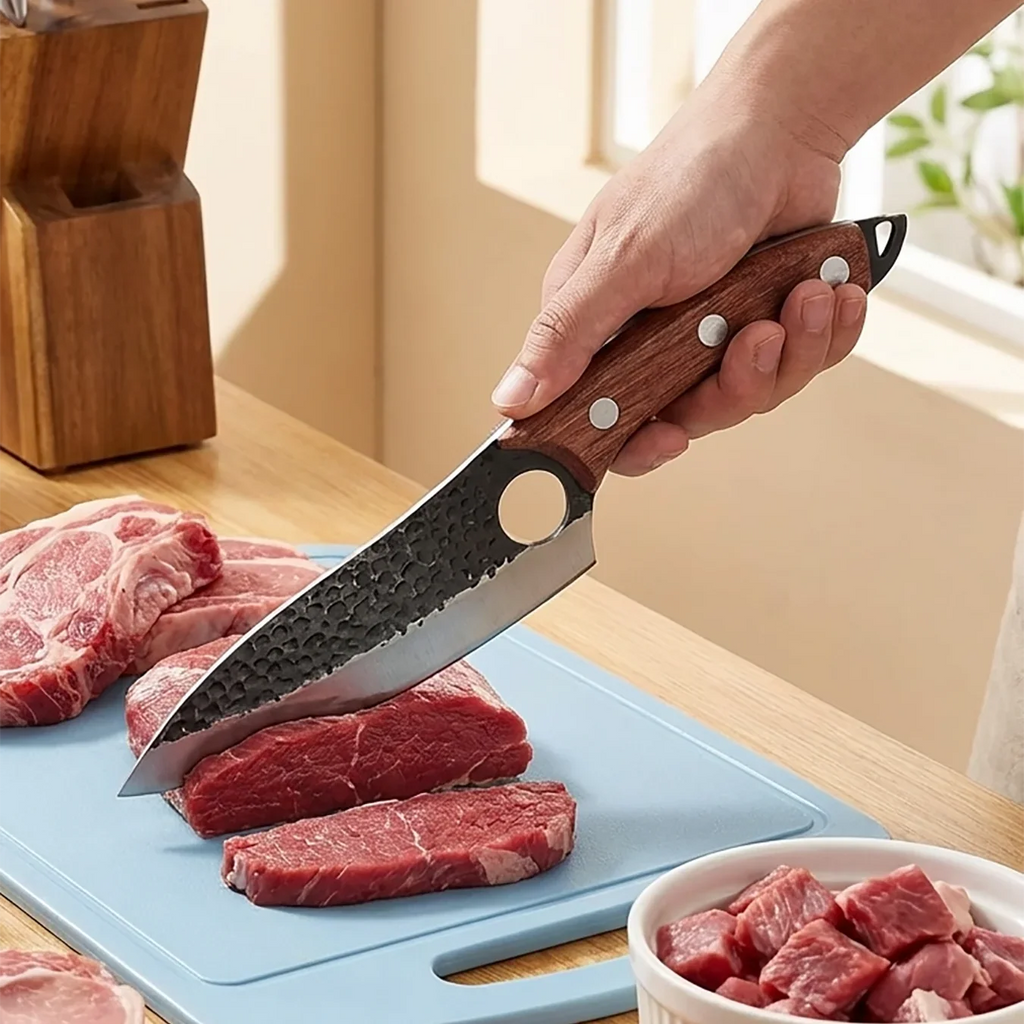 6-Inch Hand-Forged Stainless Steel Chef's Knife with Cover