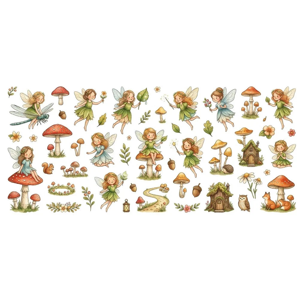 Fairy Mushroom Watercolor Sticker Sheet | Forest Elf DIY Decals