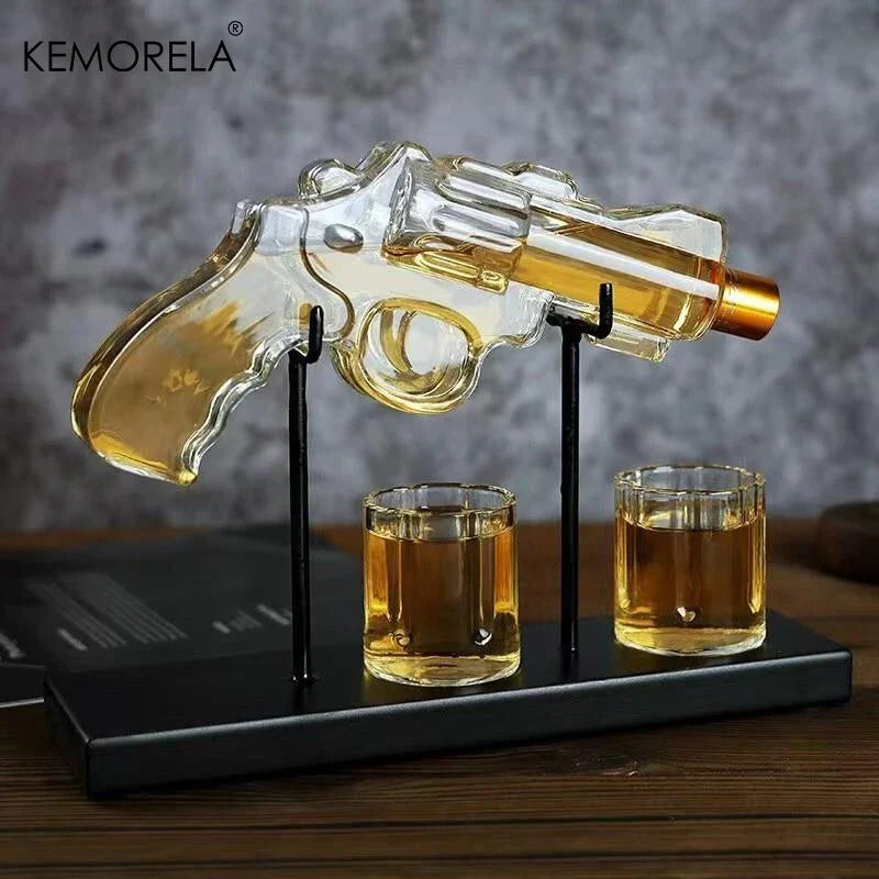 KEMORELA Revolver Glass Decanter & Whiskey Glass Set | Bar Gift