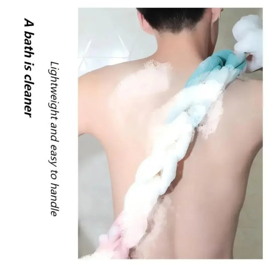 Colour Block Mesh Bath Sponge Ball & Back Scrubber Towel