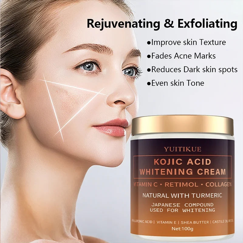 Kojic Acid Whitening Cream – Vitamin C, Turmeric & Hyaluronic Acid