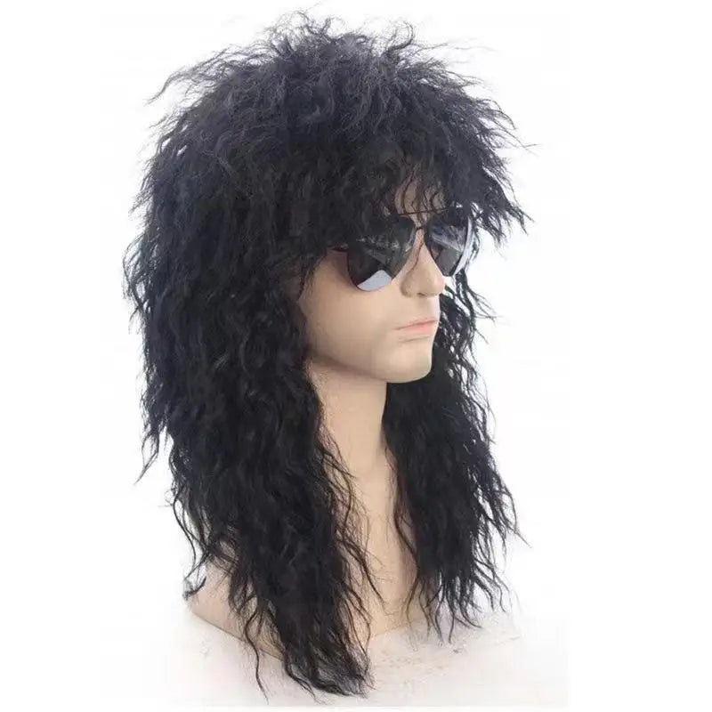 80s Rocker Mullet Wig – Long Curly Cosplay Wig for Men