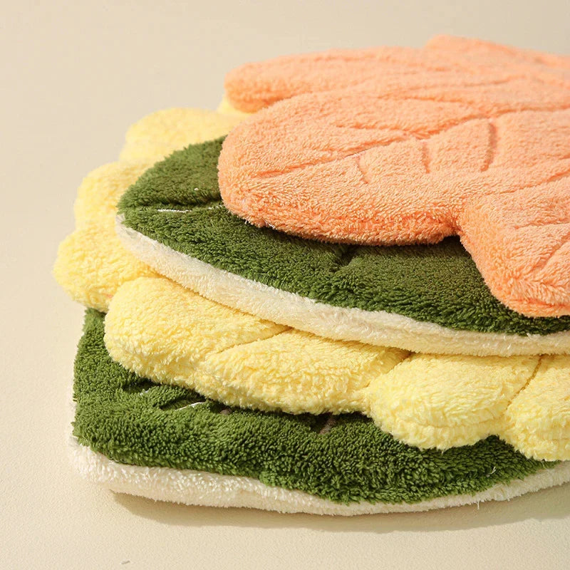 Leaf-Shape Double-Layer Hand Towel | Fast-Dry Coral Fleece