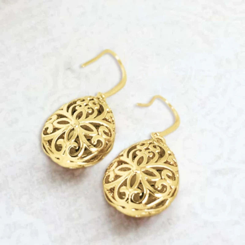 Huitan Gold Drop Earrings – Hollow Geometric Women's Jewelry
