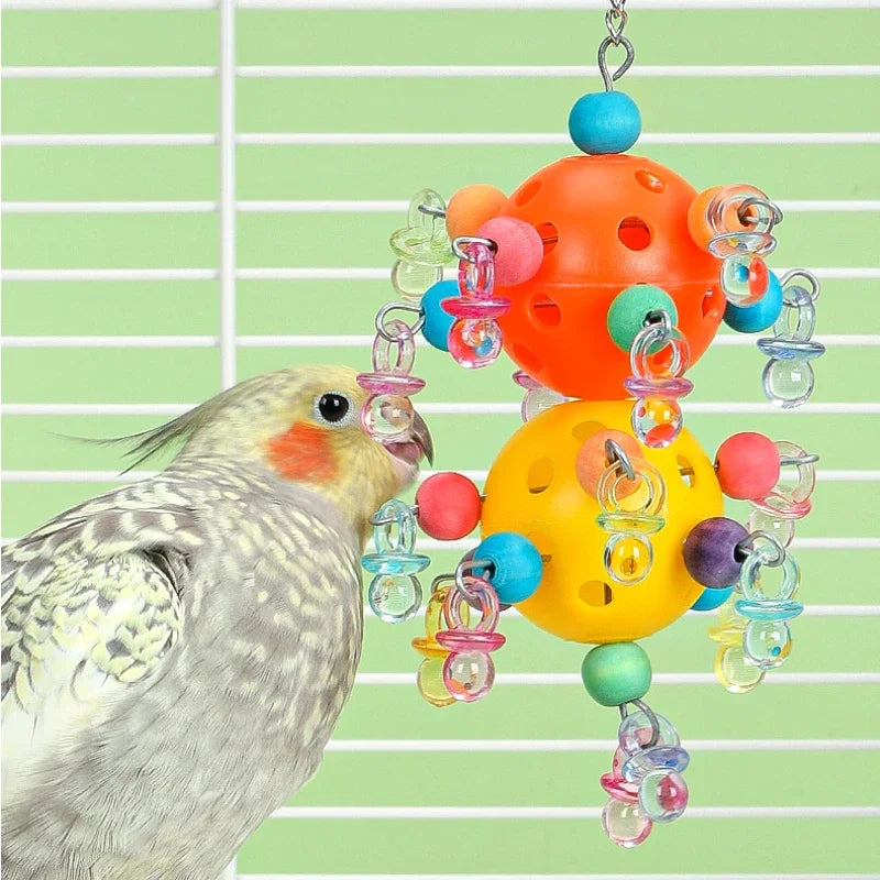 Parrot Chew Swing Toy | Cockatiel Foraging Bead Cage Toy