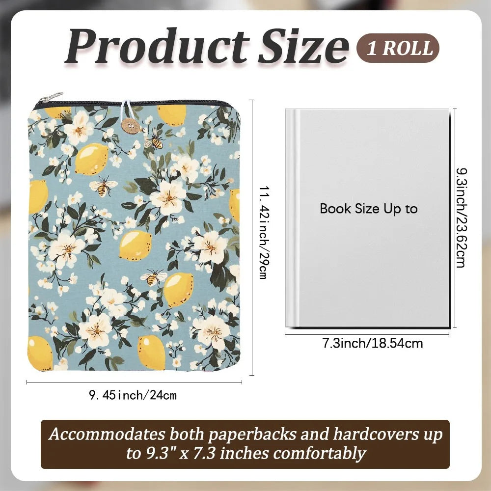 Polyester Book Cover Notebook Wrap with Button – Lemon Print