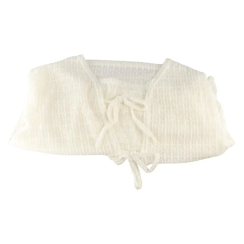 Mesh Crochet Beach Cardigan – Hollow Knit Sun Cover-Up Top