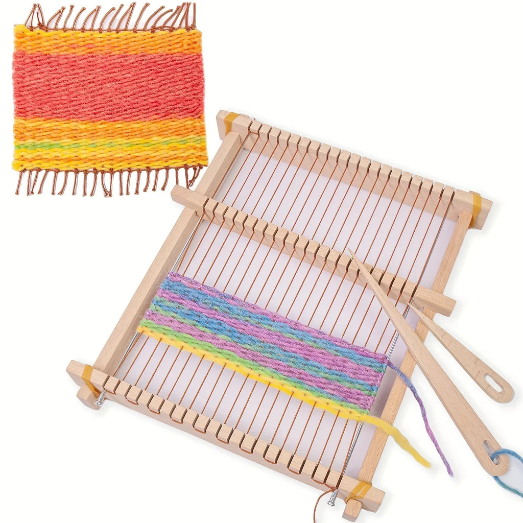 14-Piece Wooden Weaving Loom Kit 9×11in | Kids & Beginners