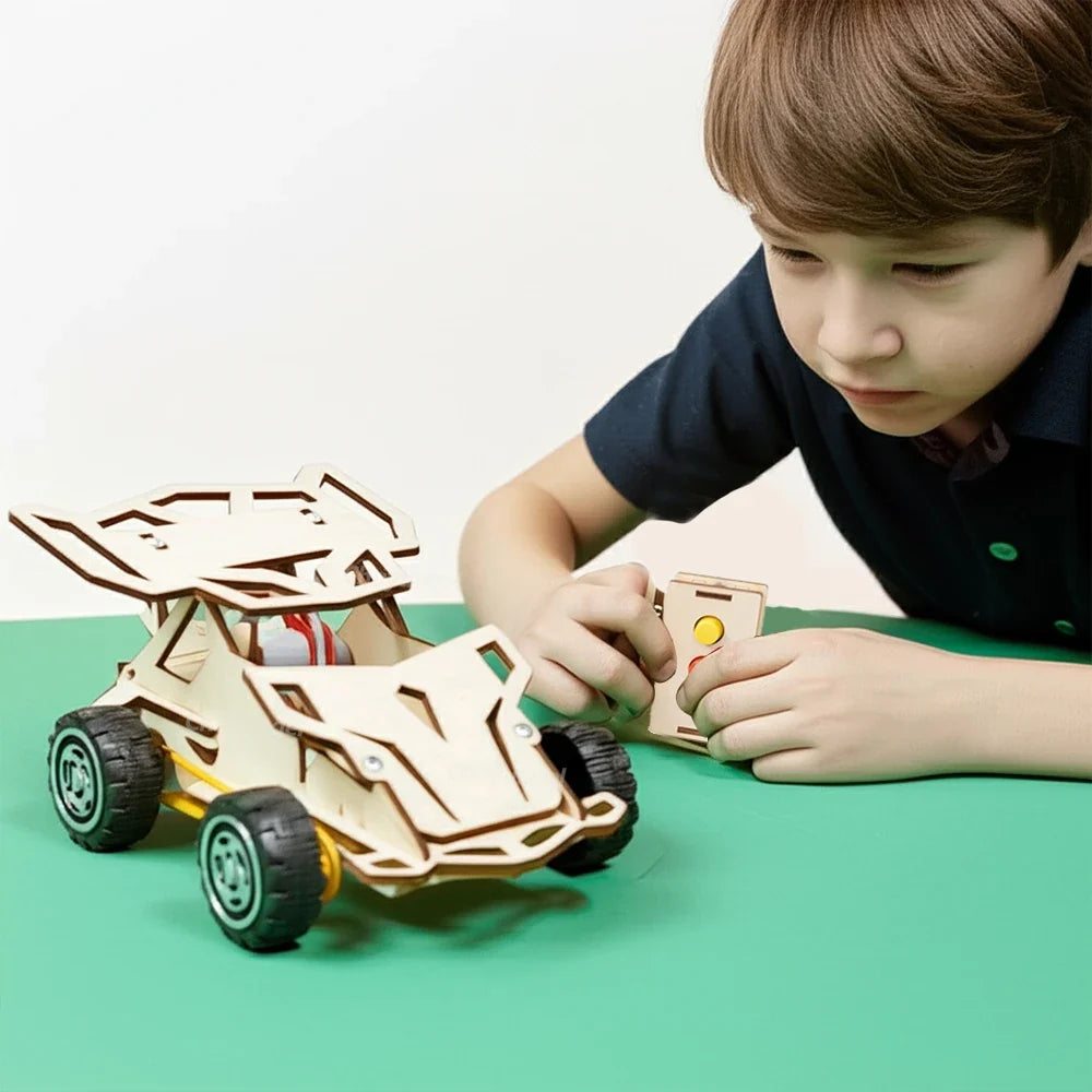 DIY Wooden RC Car Kit – 4WD STEM Educational Toy Ages 14+