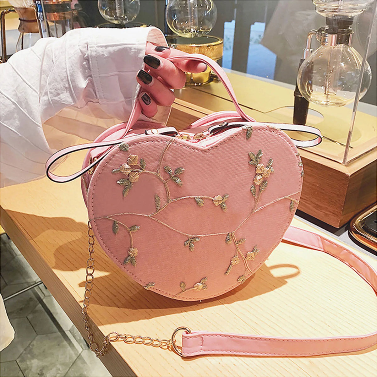 Women's Lace Heart Crossbody Bag | PU Leather Shoulder Purse