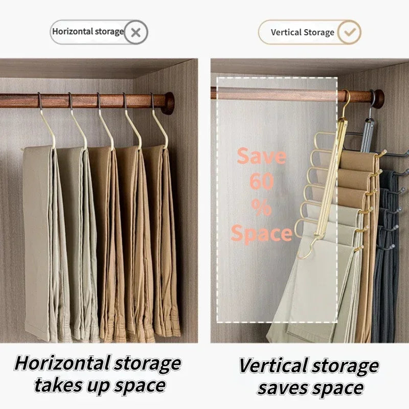 6-in-1 Foldable Pants Hanger – Space-Saving Closet Organizer