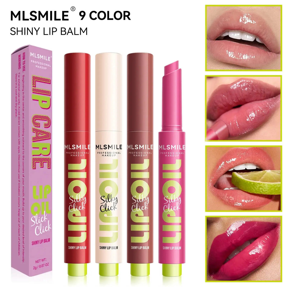 MLSMILE Mirror Gloss Lip Balm Oil – Long Lasting, 9 Shades