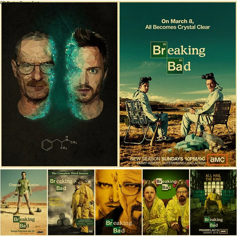 Breaking Bad Retro Kraft Paper Poster | Vintage TV Wall Art