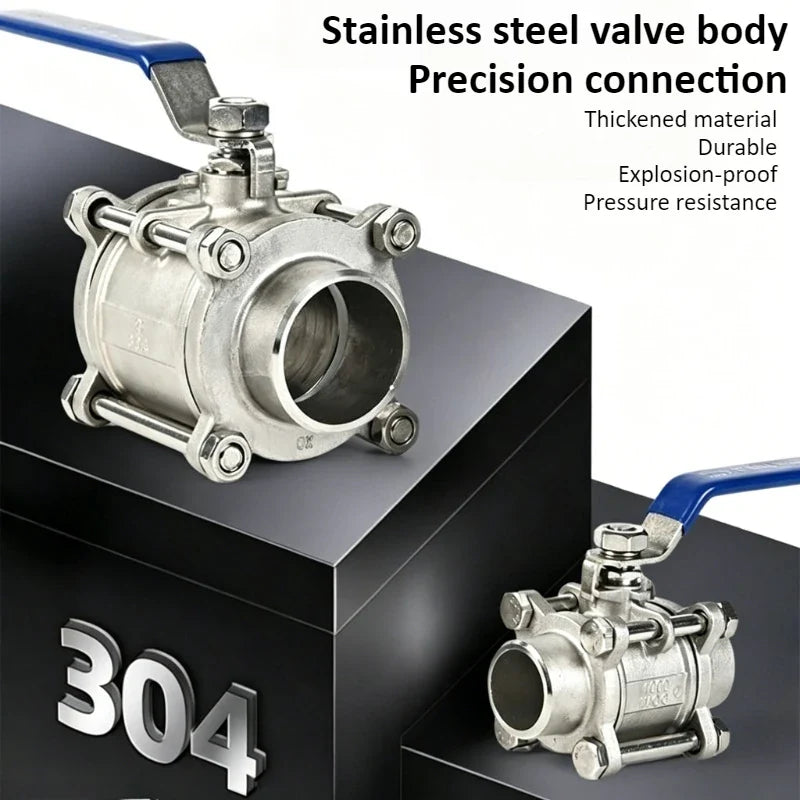 Stainless Steel BSP Three-Piece Ball Valve 1/2"–2" DN15–50