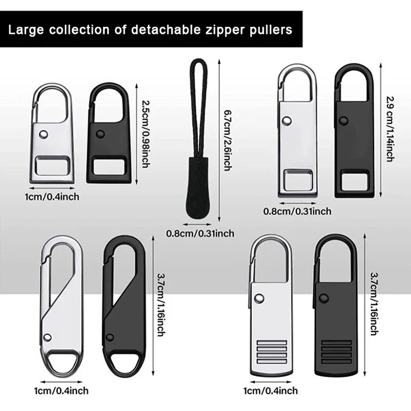 Metal Replacement Zipper Pulls & Cord Extenders – 5/10/20 Pack