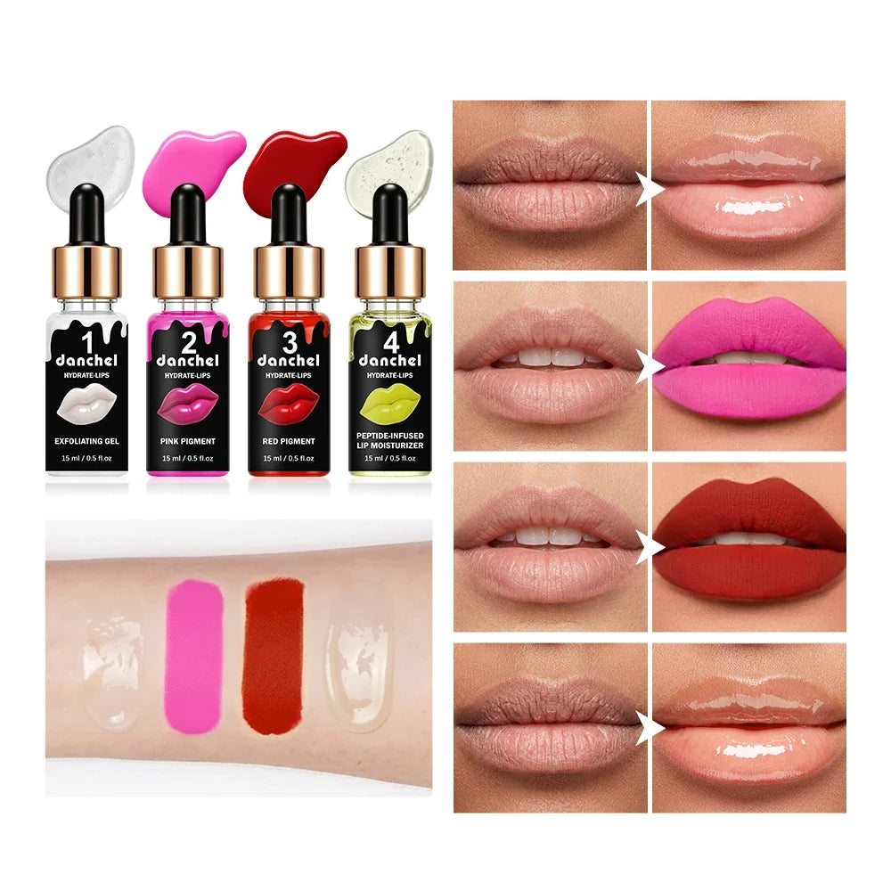 Korean BB Lip Glow 4-in-1 Ampoule Serum Tinted Lip Set