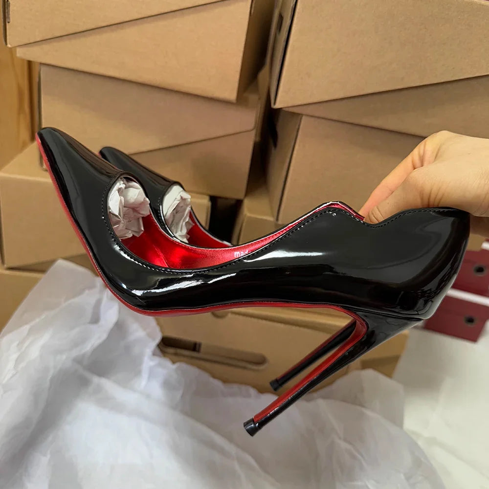 Women's 12cm Stiletto Pumps – Pointed Toe Patent Leather Heels