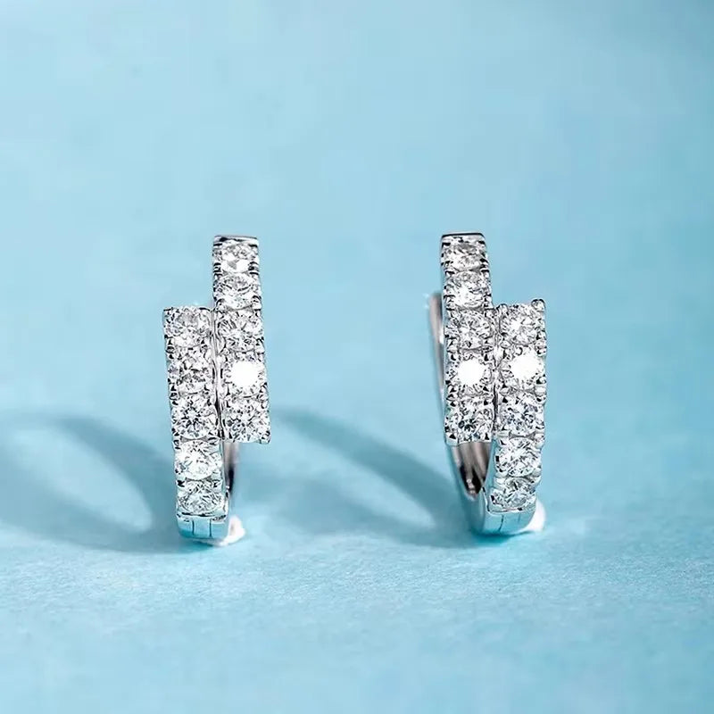 Huitan Cubic Zirconia Shiny Hoop Earrings for Women