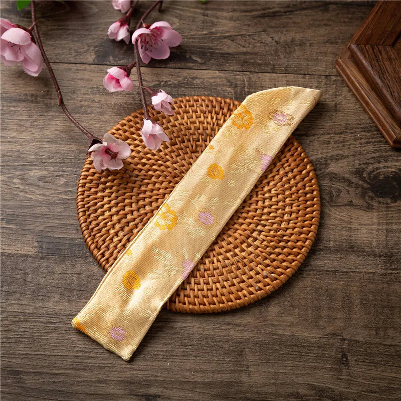 Chinese Hand Fan Cover Embroidered Flowers Portable Folding Dustproof