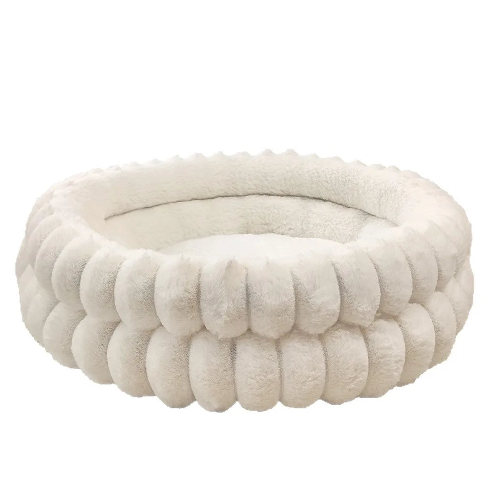 Pet Nest Straight Rabbit Fur Double-layer Round Cat Dog Mat Winter