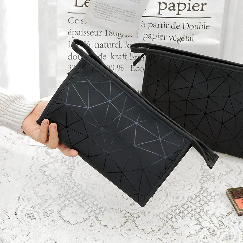 Geometric Cosmetic Bag – Portable Travel Makeup Organizer
