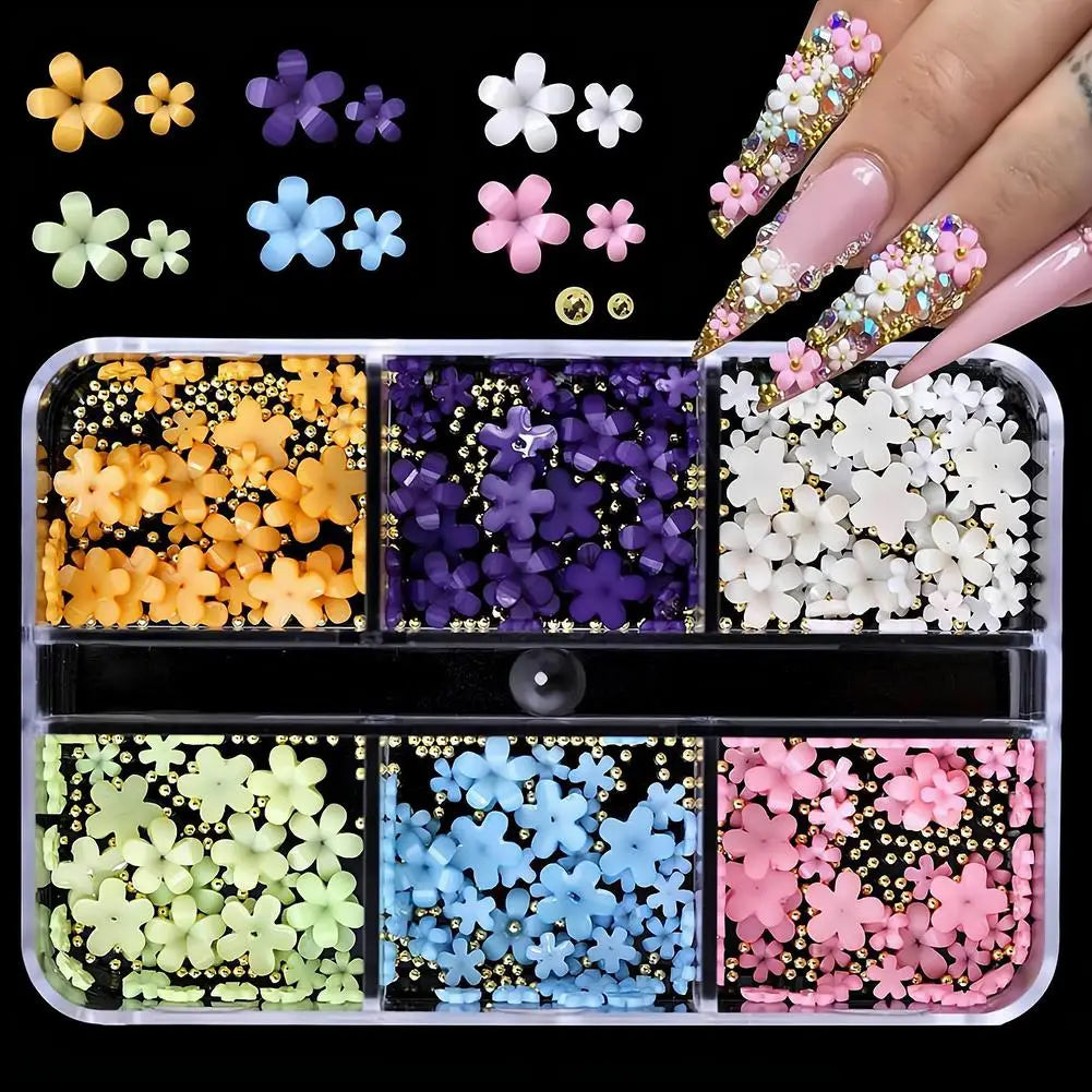 3D Acrylic Flower Nail Charms – Floral DIY Nail Art Decor Set