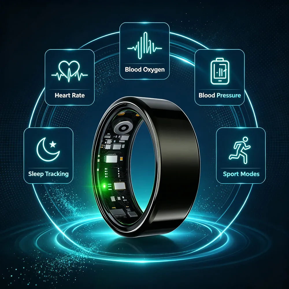 2026 Smart Ring Men Women Heart Rate Blood Oxygen Sleep Monitor