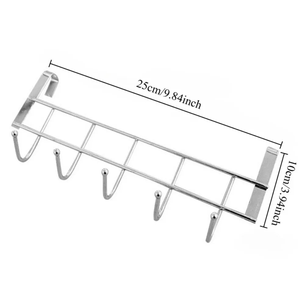 Over The Door 5-Hook Stainless Steel Organizer Rack