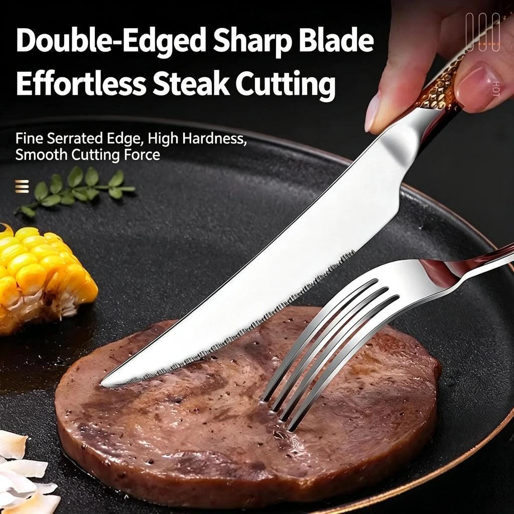 24-Piece Stainless Steel Flatware Set – Knives, Forks & Spoons