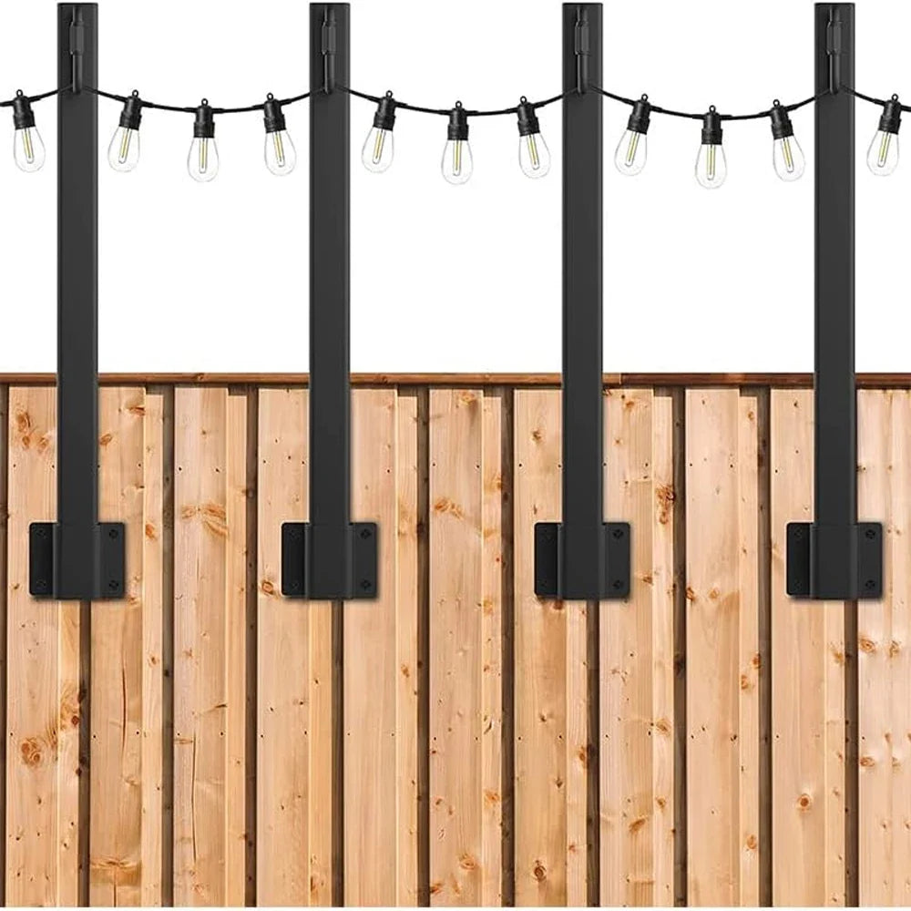 4-Pack Outdoor String Light Hanging Poles with Clips & Hooks