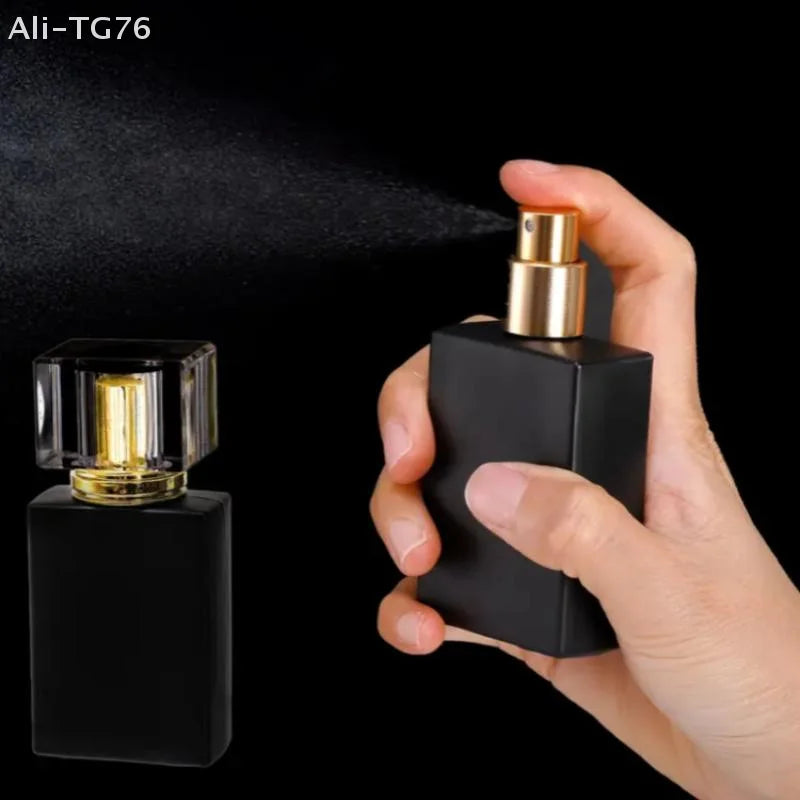 Matte Black Glass Perfume Spray Bottle 30ml 50ml Refillable